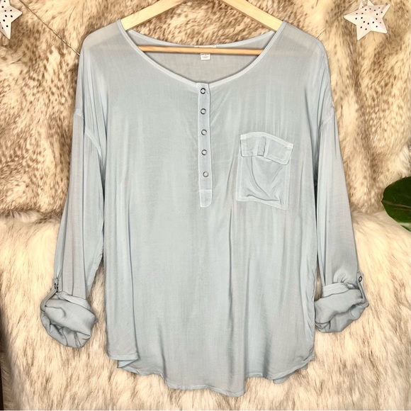 Splendid Rayon Voile Henley Shirt - Picture 2 of 5